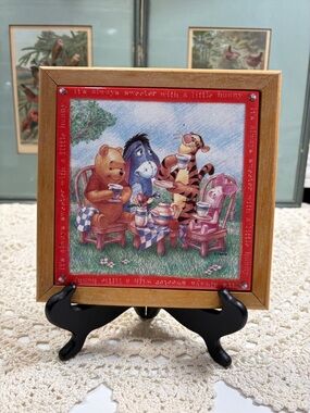 Disney Winnie the Pooh Framed Tea Time Wall Art - Red, Brown, Blue